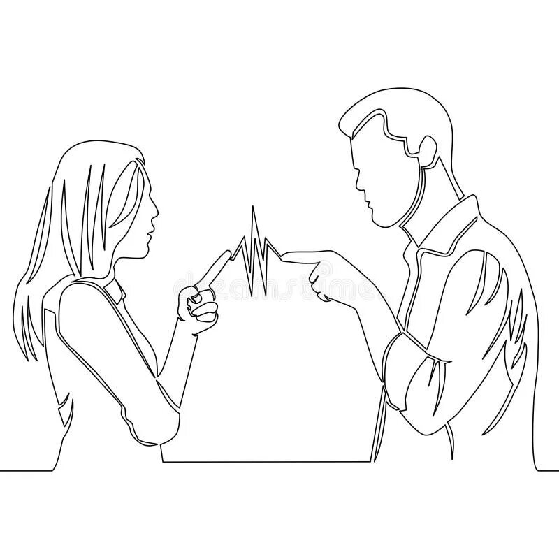 Человек из линий. Общение двух людей. Ссора мужчины и женщины. Психология иллюстрации. Отношения людей линии.