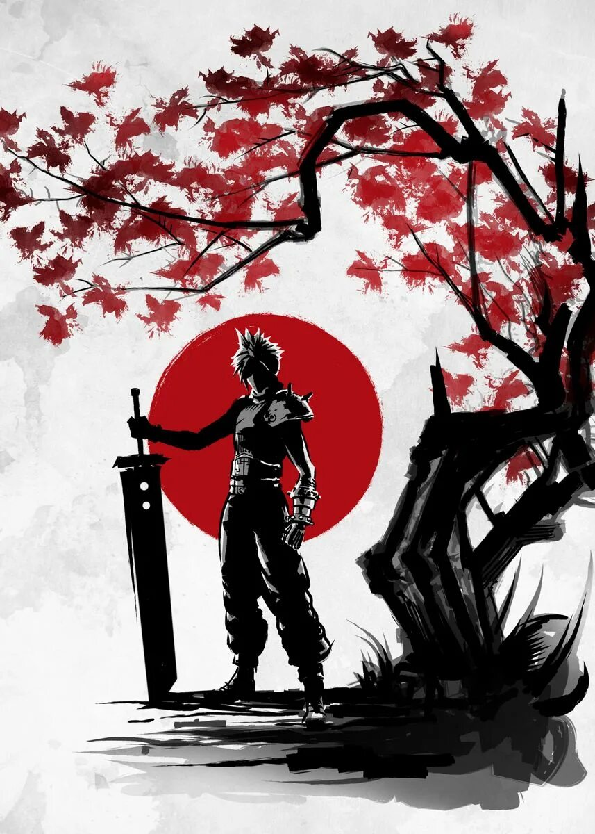Сакура самурай. Японская тематика. Самурай на фоне природы. Самурай на фоне Сакуры. Рисунки в самурайском стиле.