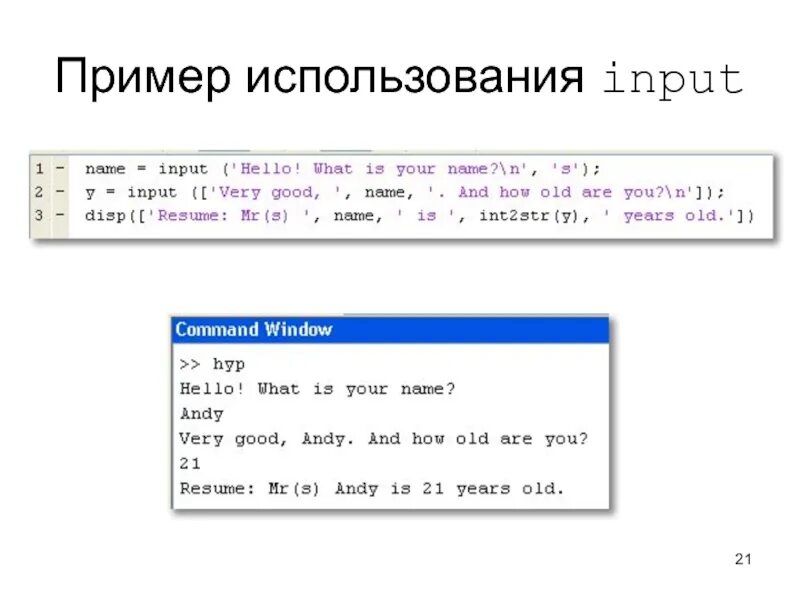 Пример использования input. Матлаб программирование. Input в программировании. Инпут это в программировании. Input examples