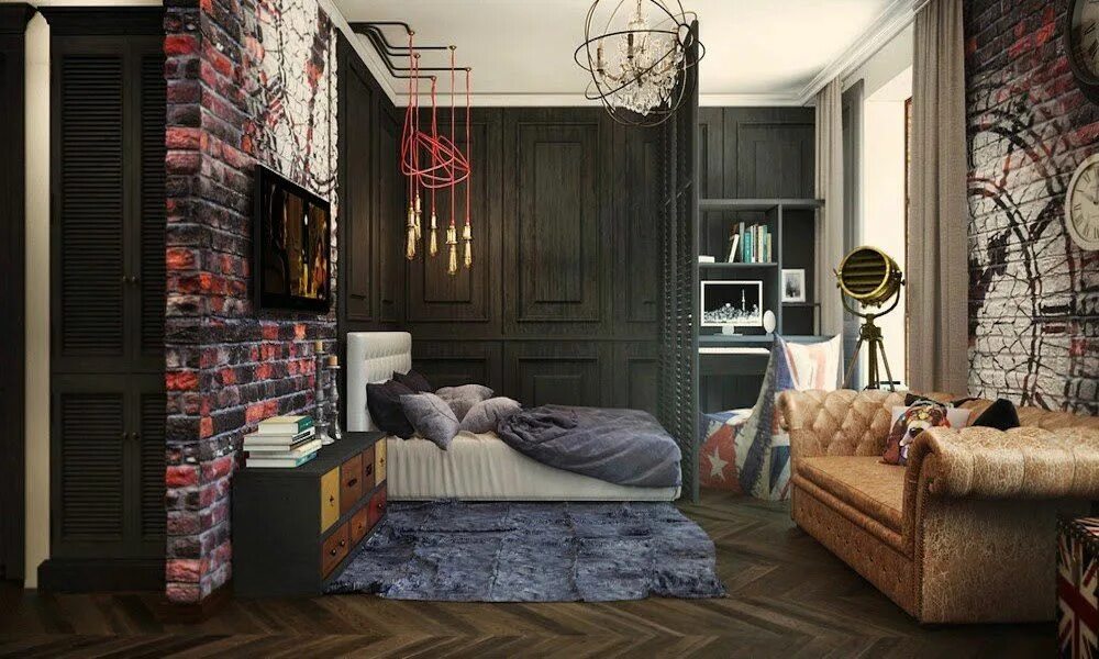 Интерьер гранж квартира Стиль лофт в интерьере  Small apartment interior, Interior design apar