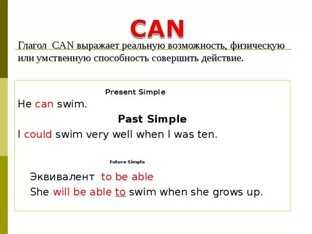 Как переводится слово can could. Глагол Cat в презент Симпл. Глагол can в паст Симпл. Глагол can в past simple. Глаголы в паст Симпл can not.