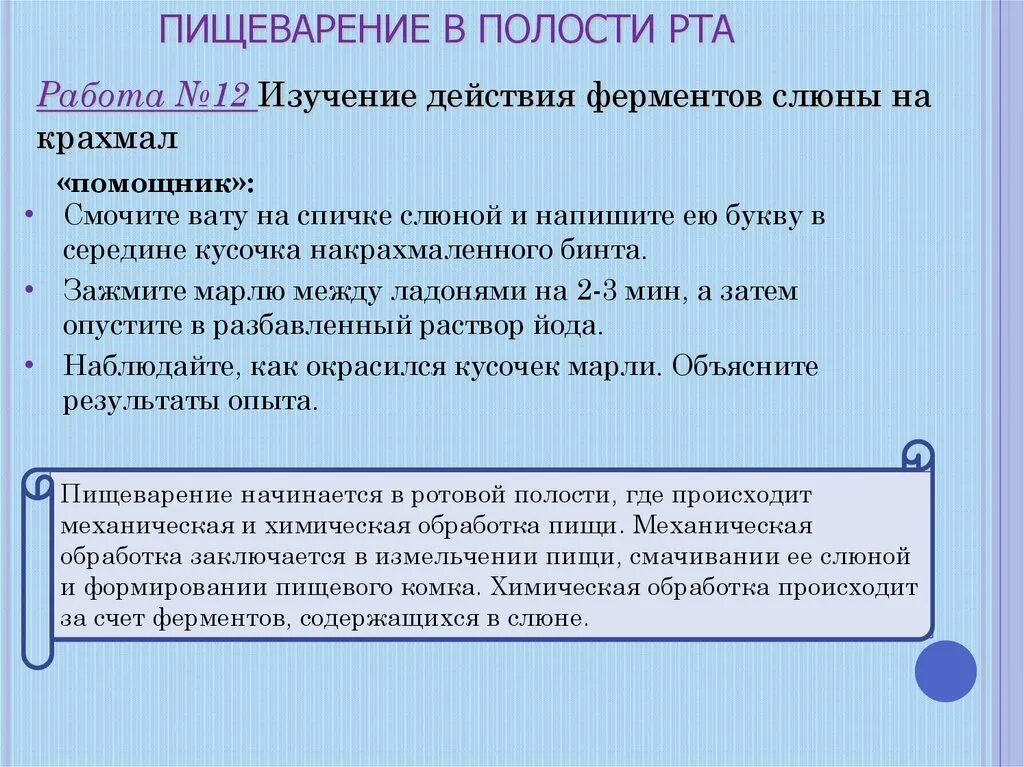 Крахмал начинает расщепляться в ротовой полости. Изучение действия ферментов слюны на крахмал лабораторная работа. Лабораторная работа пищеварение в ротовой полости 8 класс. Методы исследования пищеварения в ротовой полости. Лабораторная работа по биологии действие ферментов слюной в ротовой.