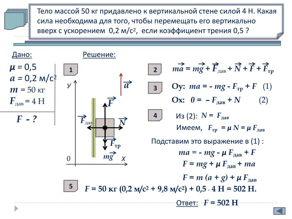 Тело массой 50 кг придавлено к вертикальной стене силой 4 н. Тело массой m 50 кг придавлено к вертикальной стене. Брусок массой 0.5 кг. Тело массой 0.5 кг. Груз массой 0 15 кг