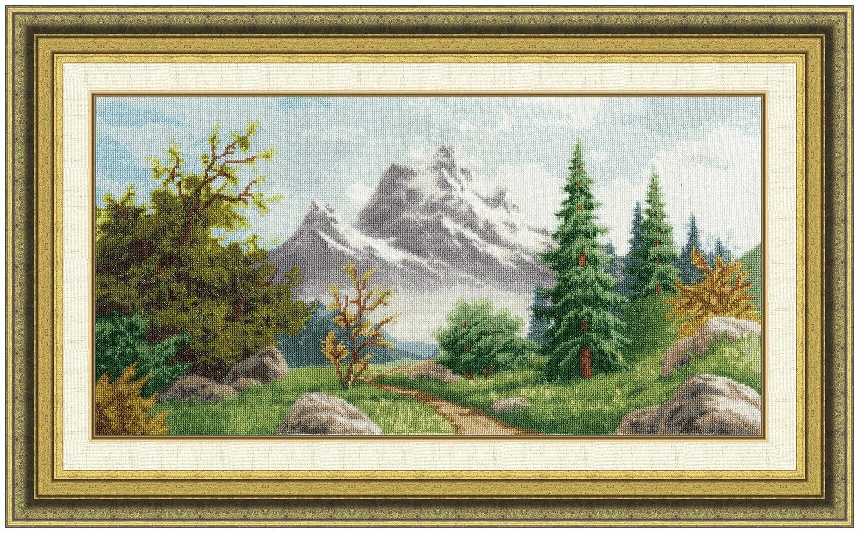 риолис 1194. риолис 1235 озеро в горах. вышивка крестом интернет магазин золотое руно. набор пейзажей. набор для вышивания риолис "горное озеро".