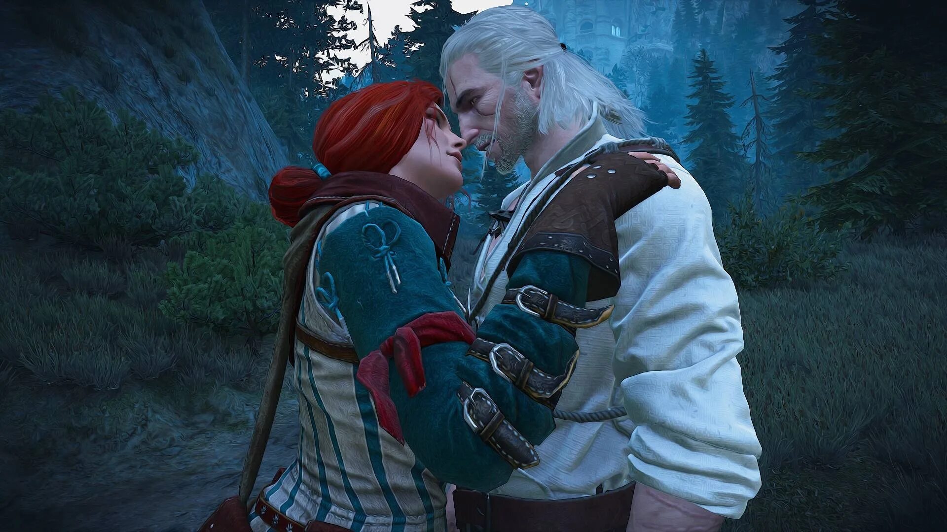 The Witcher 3 Wild Hunt Кейра Мец. Геральт из Ривии и Трисс Меригольд. Кейра Мец и Геральт. Геральт и йен в Каэр Морхене.