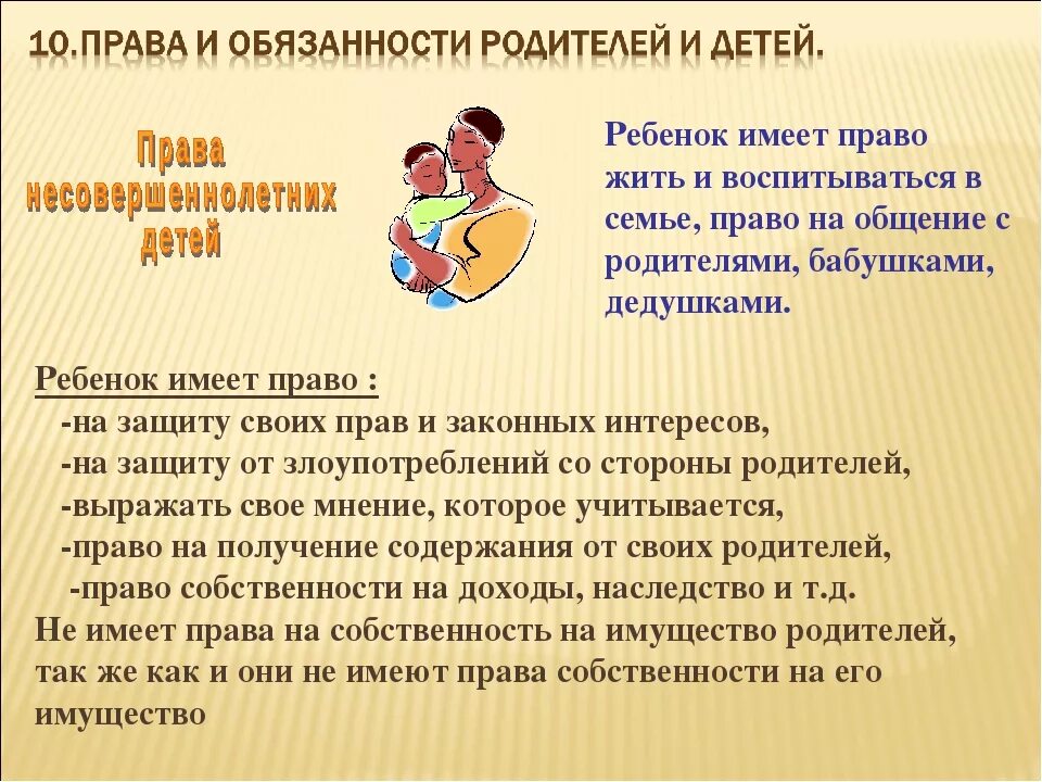 Обязанности родителей и детей.