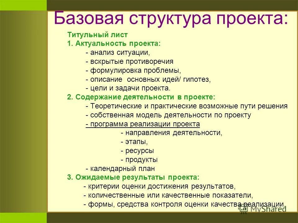 Содержание деятельности проекта. Содержание деятельности проекта