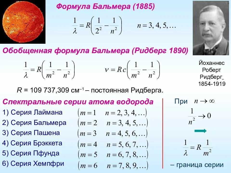 Формула бальмера-ридберга. Формула бальмера-ридберга. Обобщающая формула бальмера. Обобщенная формула бальмера. Обобщающая формула бальмера.