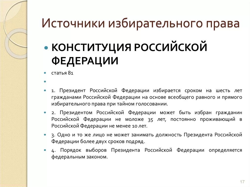 Источники избирательного законодательства РФ. Фз о избирательных правах граждан