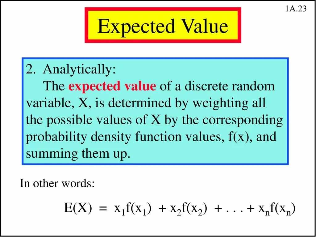 Possible values. Expected value. Analytically. Expectation value of x^2. Expectation of product of Random variables.