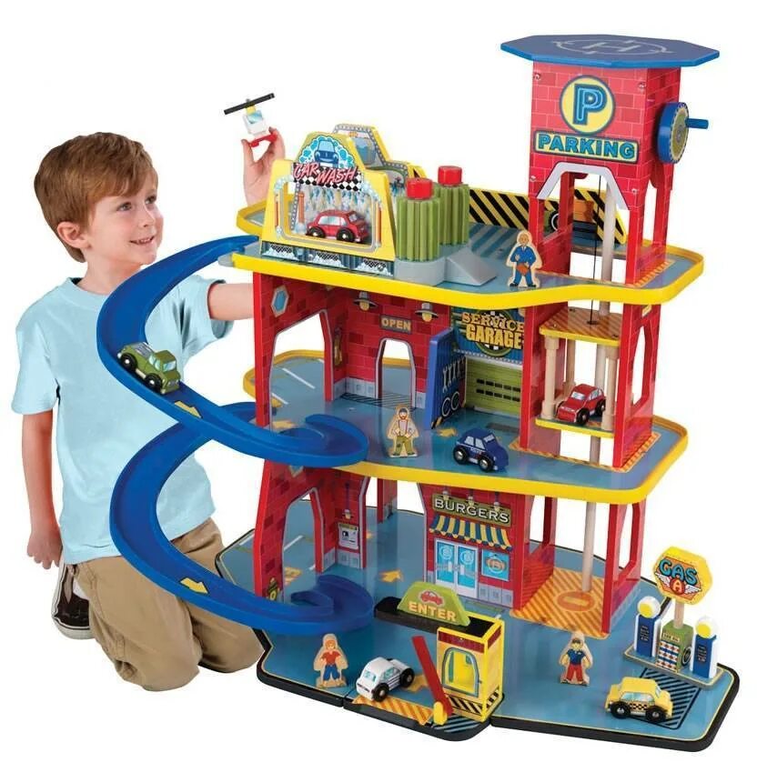 Kidkraft игровой набор Делюкс паркинг, 15 элементов, 17481. Подарок мальчику. Игрушки для мальчиков 5 лет. Грушки для мальчика 4 лет