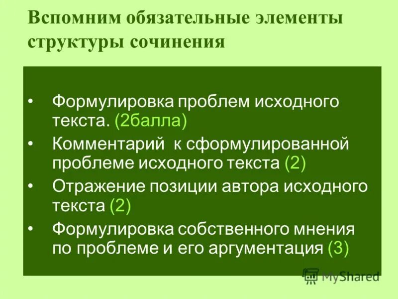 Элементы сочинения 5 класс