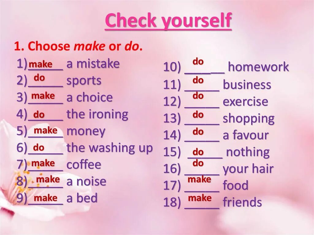 Do make yourself. Do или make mistake. Глаголы do make в английском языке. Do a mistake или make a mistake. Do or make mistakes.