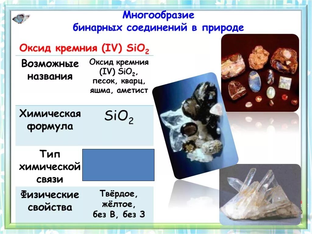 Оксид кремния iv sio2. Бинарные соединения кремния. Бинарные соединения в природе. Соединения оксида кремния. Природные соединения оксида кремния.