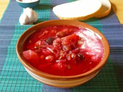 Постный борщ с фасолью