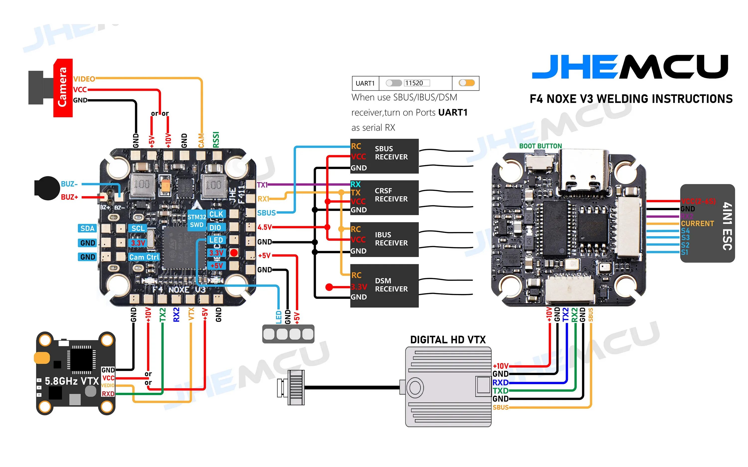 Контроллер полета Diatone MAMBA F405 MK2 F40 40A 3-6S DSHOT600 бесщеточный ESC д