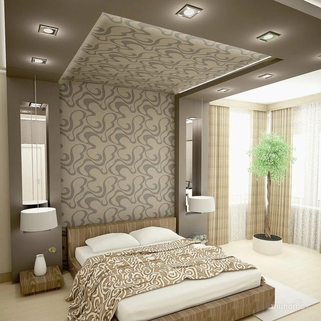 Какой интерьер спальни. Потолок в спальне. Дизайн спальни. Евроремонт спальни. Поток в спальне.