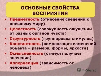 Свойства восприятия кратко