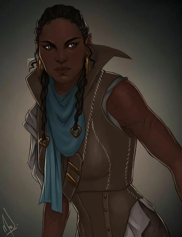 Rpg race. Протагонист Мары. Dark-Skinned girl drawing.