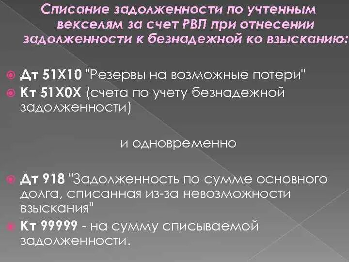 Списание долгов отзывы реальных. Списание безнадежной задолженности. Списание долгов по векселю. Каков порядок списания безнадежной задолженности по налогам. Списание задолженности на какой счет.