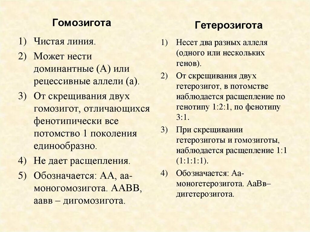 Гомозиготный генотип пример. Гомозигота и гетерозигота таблица. Чем отличается гомозигота от гетерозиготы. Гомозигота и гетерозигота разница таблица. Гомозиготный и гетерозиготный генотип разница.