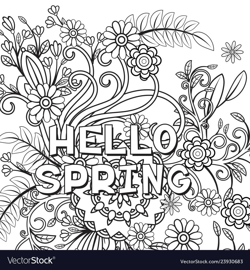 Hello page. Hello spring раскраска.
