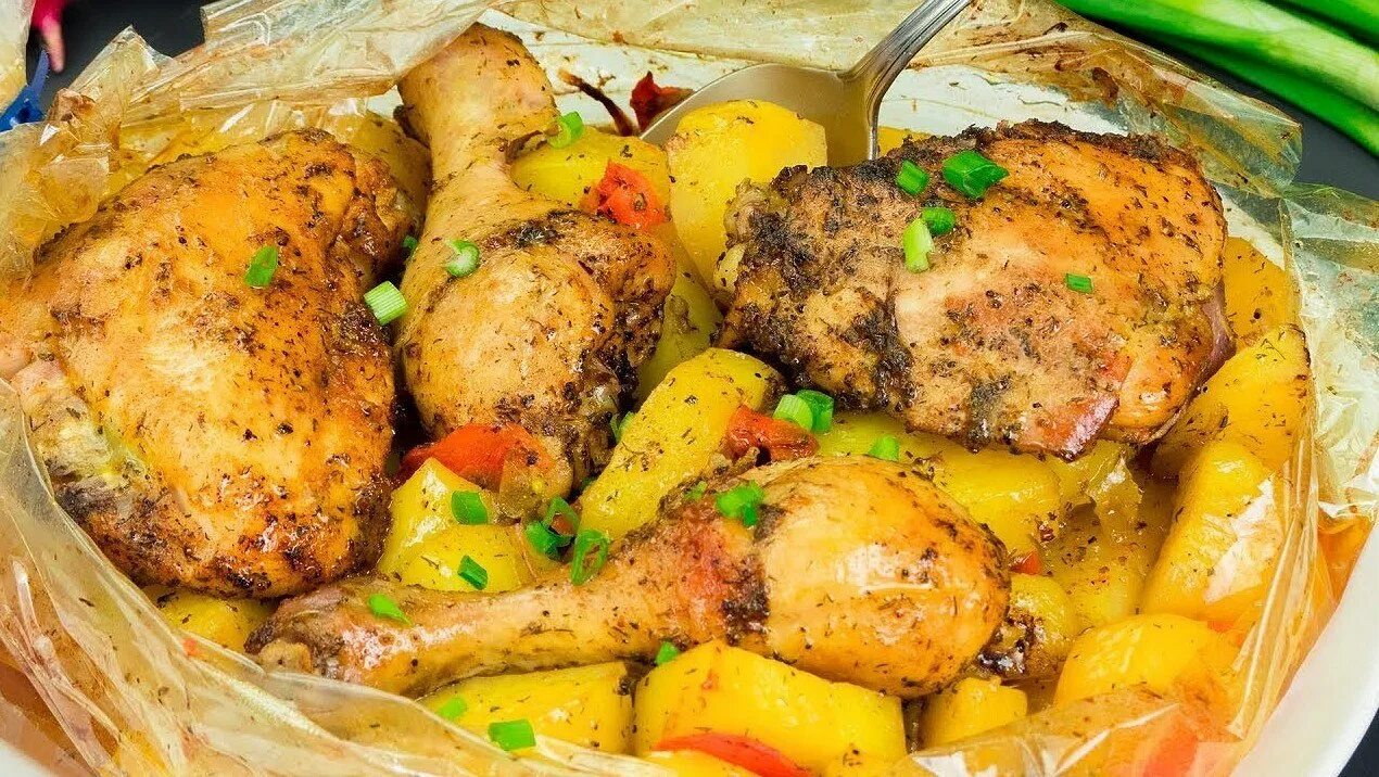 Вкусная картошка с куриной голенью