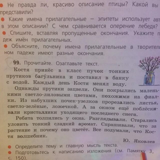 Костя принес в класс пучок тонких прутиков багульника. Предложение со словом прорезались. Костя принёс в класс пучок тонких прутиков багульника изложение. Костя принес в класс пучок тонких прутиков багульника рассказ.