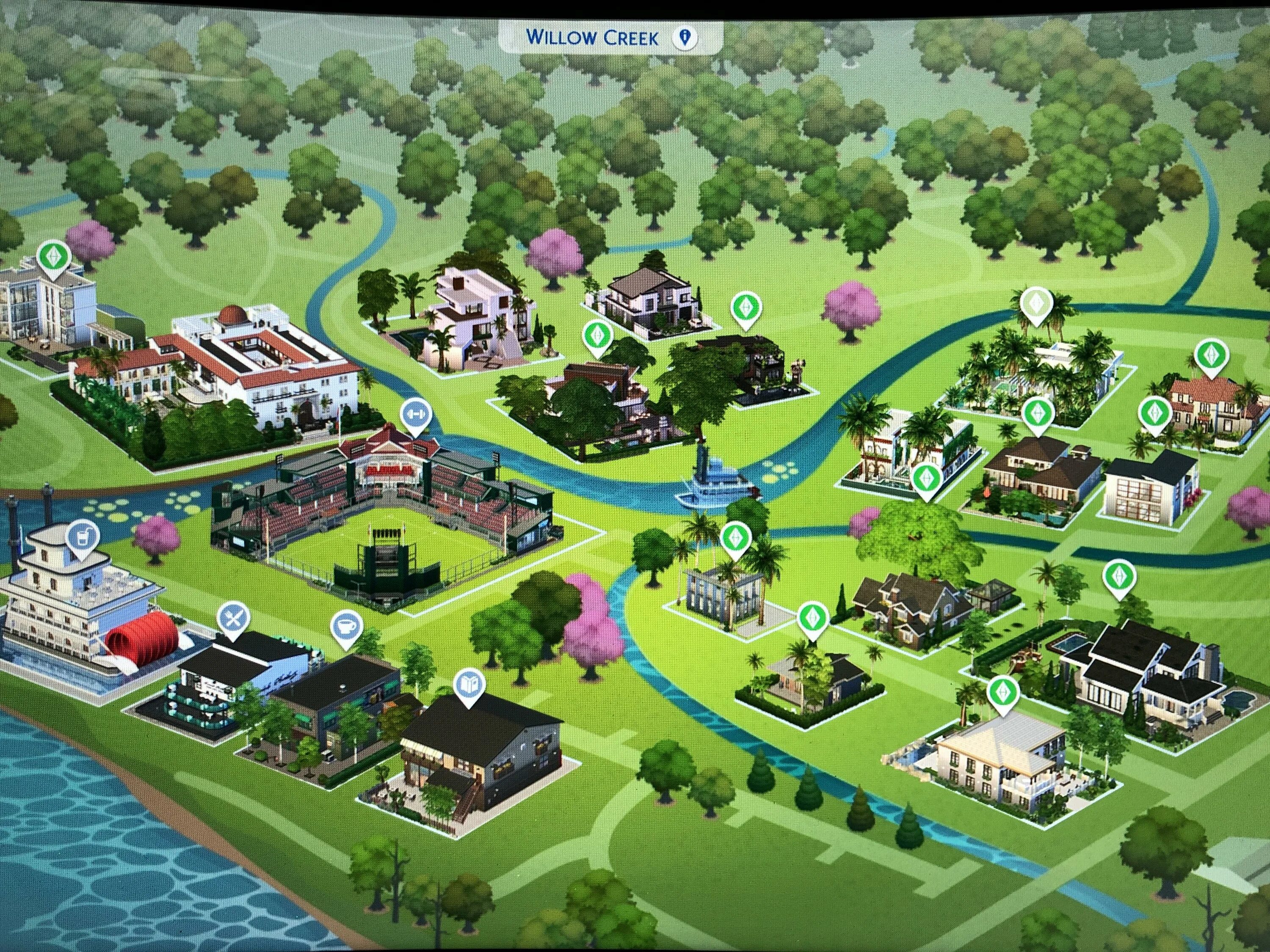 Willow creek. Виллоу крик паркшор. Карта виллоу крик симс 4. Willow creek. Виллоу крик, оазис спрингс и ньюкрест.