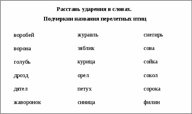 Расставь ударение в словах класс