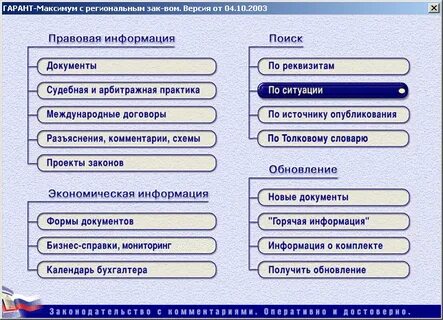 Разделы справочной системы кодекс