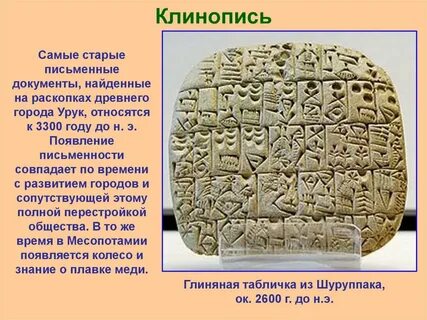 Время появления письменности в древнем междуречье