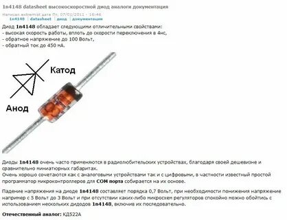 Диоды характеристики аналоги