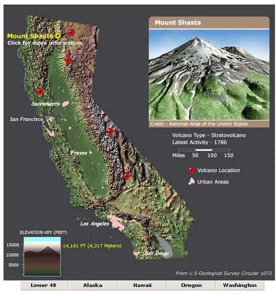 Какие вулканы в северной америке действующие. Вулкан Шаста на карте. Вулкан Шаста на физической карте. Гора Шаста в Калифорнии на карте.
