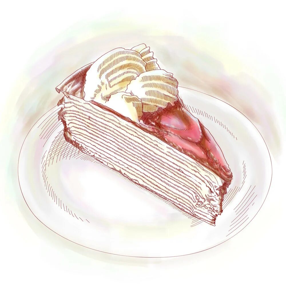 Кусок торта на тарелке рисунок. Кусочек торта рисунок. Нарисованный кусок торта. Тортик на тарелке акварель. Кусочек торта в разрезе.