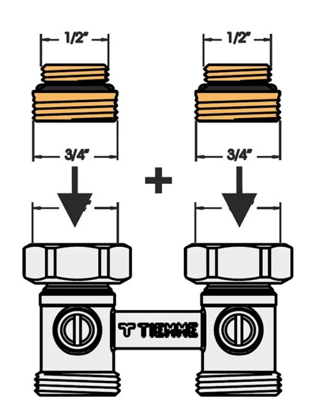 Узел радиатора отопления. Узел Нижнего подключения , 3/4"врх3/4"НР «евроконус», угловой. Узлы подключения радиаторов отопления с нижним подключением. Узел для радиатора Tiemme. Узел Нижнего подключения 3/4 врх3/4 НР-евроконус прямой.