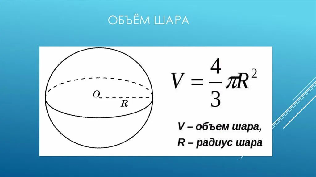 Объем шара формула. Формула вычисления объема шара. Объём шара формула через радиус. Объем шара через радиус.