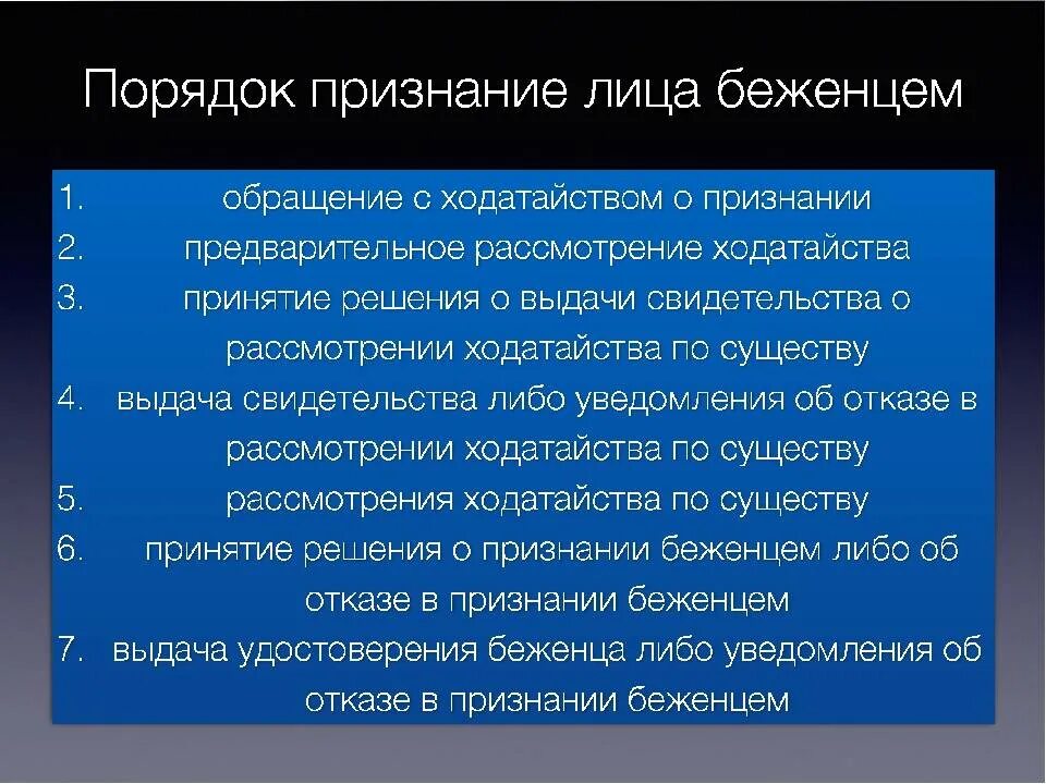 Административный статус беженца. Порядок признания лица беженцем. Основания для признания лица беженцем. Порядок признания вынужденным переселенцем. Процедура признания беженцем.