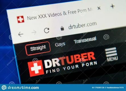 Macro image of drtuber.com homepage loaded on screen in web browser. 