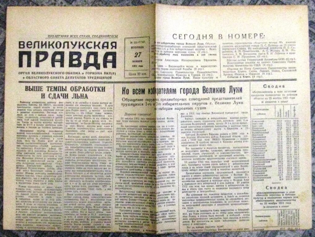 Газета правда 1951. Великолукская правда. Газета Великолукская правда.