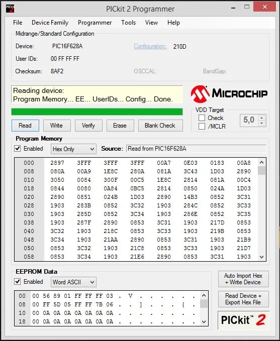 Программа к 16. Производители eeprom. eeprom программа. pickit3 16f628a. программа microchip.
