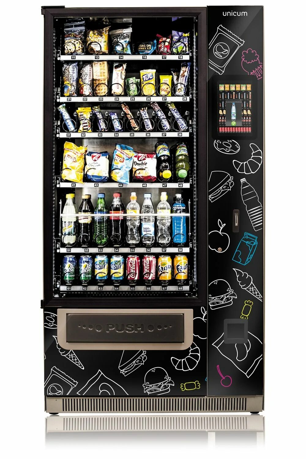 Продукция для аппаратов. Торговый автомат Unicum foodbox. Снековый автомат foodbox. Unicum снековый автомат. Unicum вендинговый аппарат.