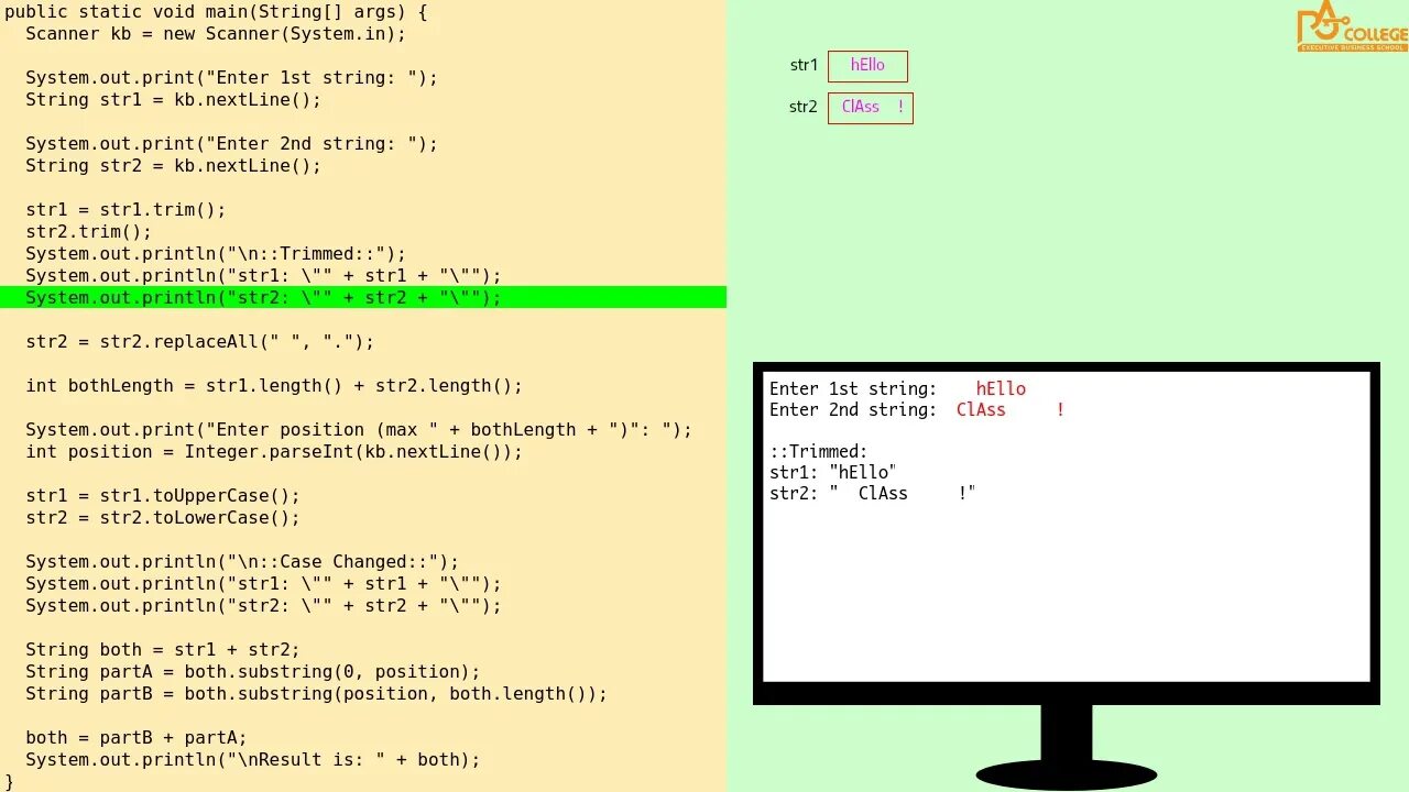 Print Str. Print(Str(1 + 1) * INT('1' + '1')). (Str.length() + 1) c++. Str4 = str3 + '4' + str3 Print(str4). Str 2 3 int 2 3