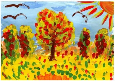 Очаровательный рисунок "Золотая осень в детском саду" пер...