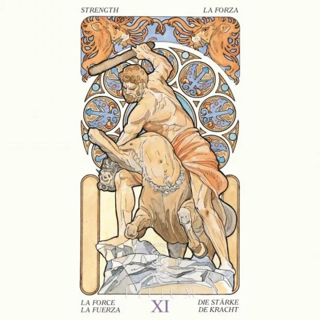 Лев таро значение. Старший аркан сила таро. таро арт нуво. старшие арканы. таро галерея. art nouveau. таро арт нуво аркан сила.
