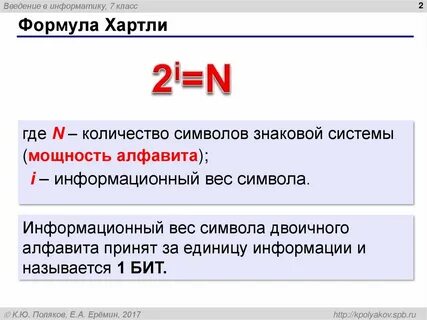 Какое понятие использует формула хартли