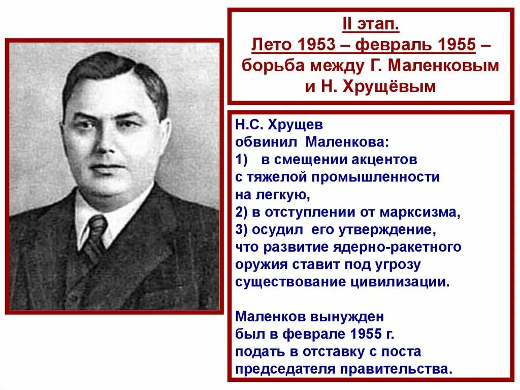 Маленков 1955. Маленков должность в 1953. Маленков Берия Хрущев 1953. СССР 1953-1964 презентация.