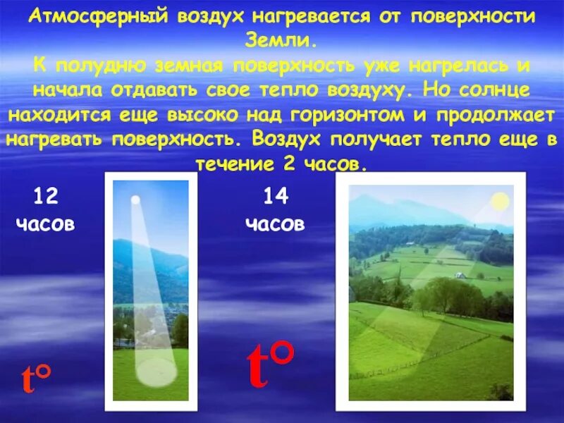 Воздух становится прохладным. Воздух нагревается от поверхности земли. Тепло в атмосфере доклад. Нагревание атмосферы. Температура воздуха презентация.