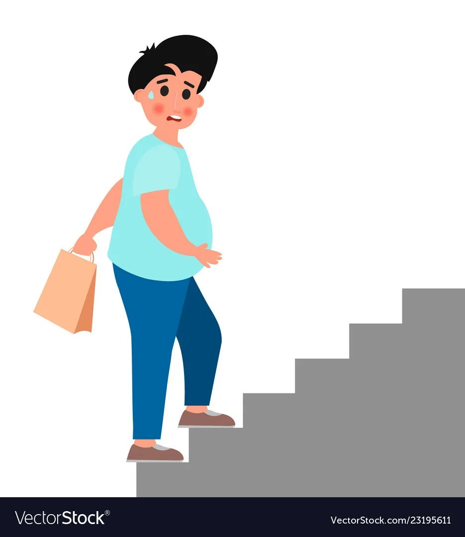 Тяжело подниматься по лестнице. Человек поднимается по лестнице. Человек карабкается по лестнице. Толстый человек по лестнице.