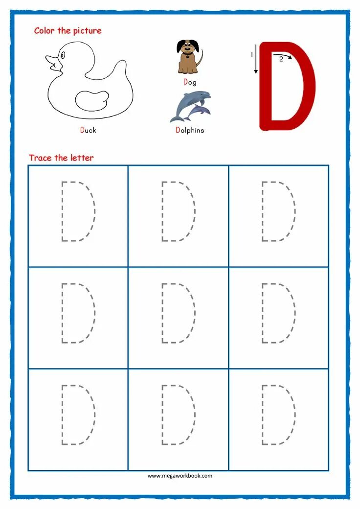 Trace d. Trace letter d. letter d tracing. trace letter d for kids. letter d tracing worksheet.